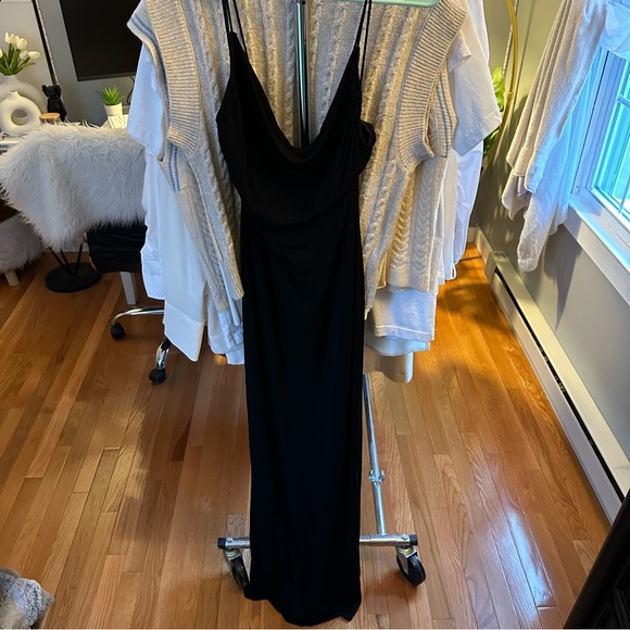 Vintage Rimini Black Cowl Neck Gown Sz 6 - Picture 2 of 7